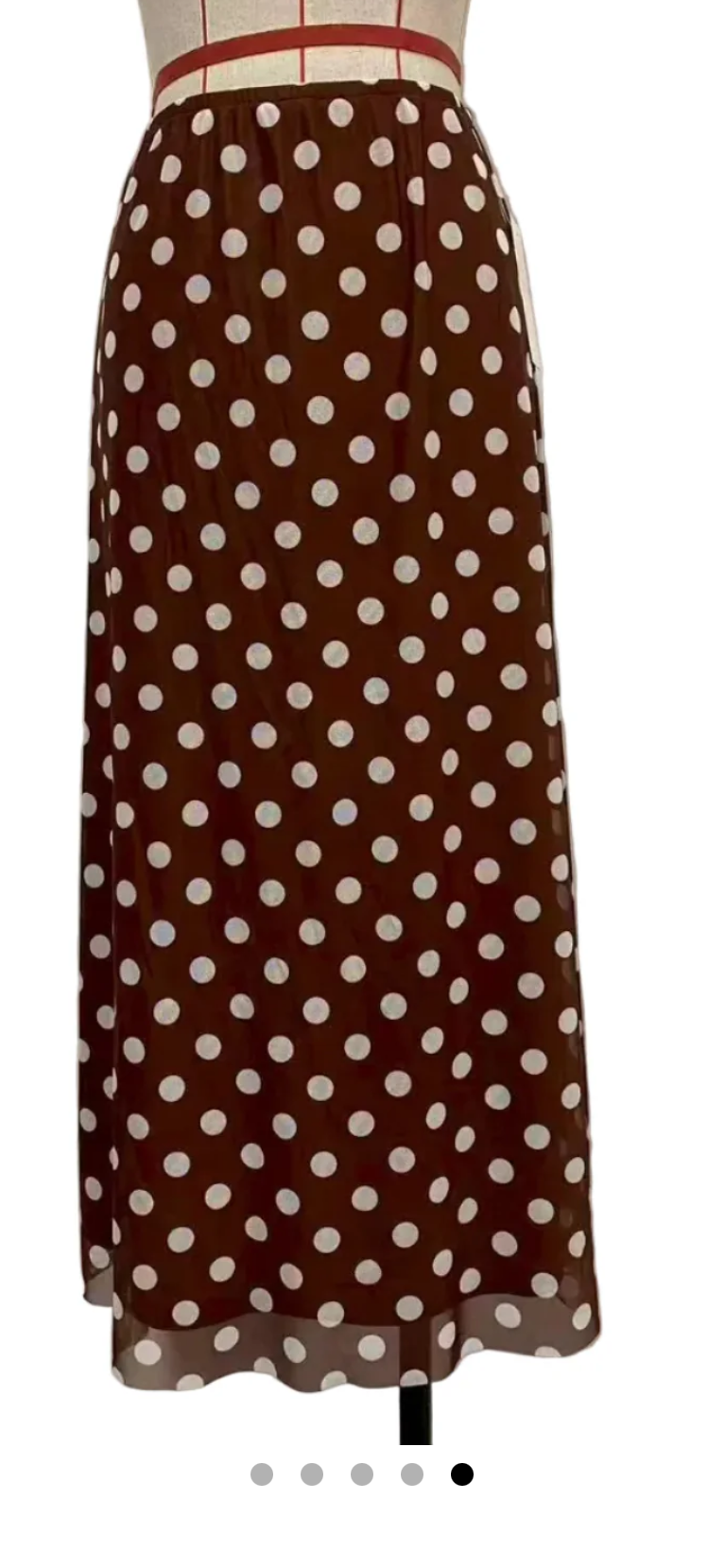 Brown polka dot mesh skirt