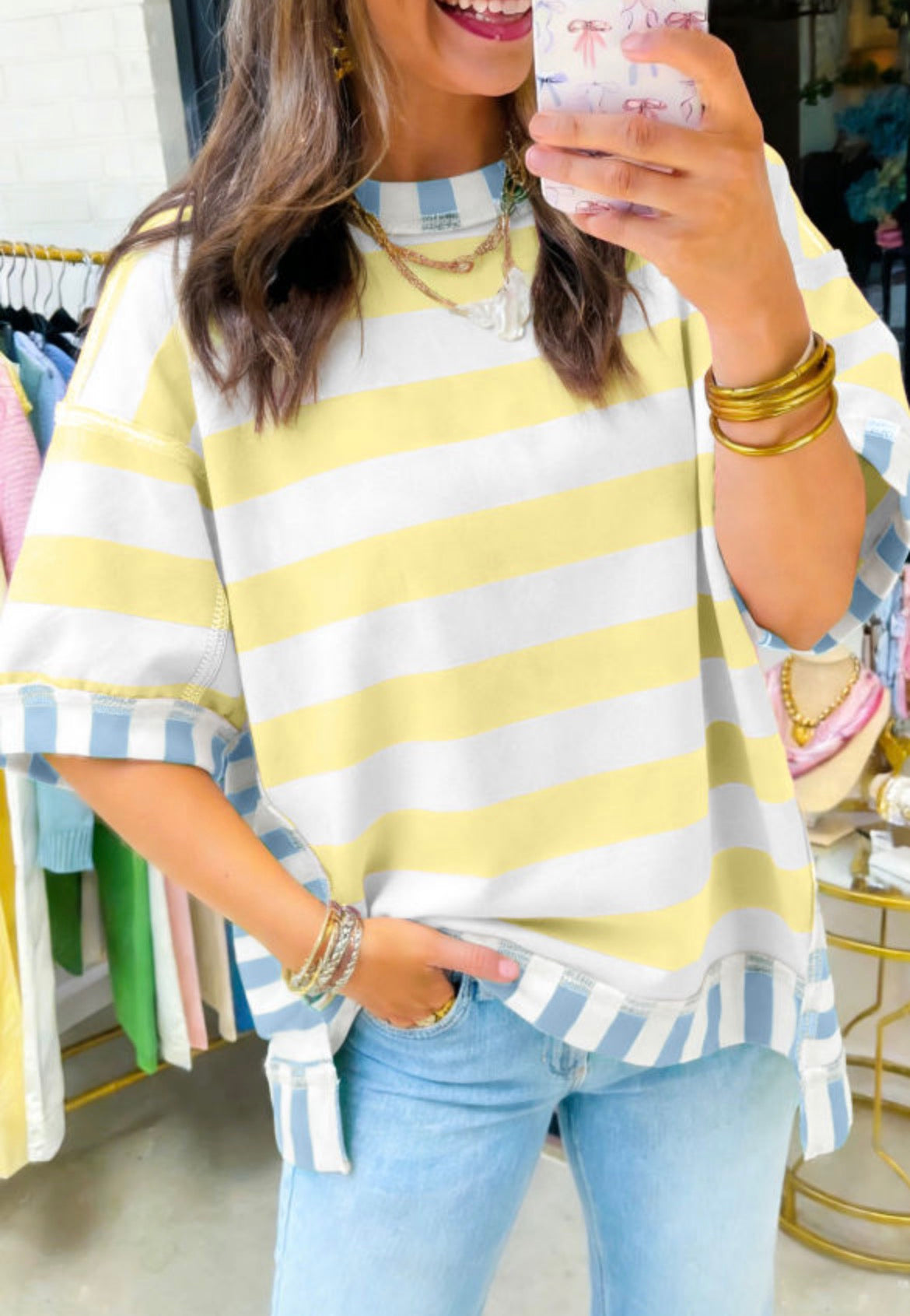 Yellow striped top