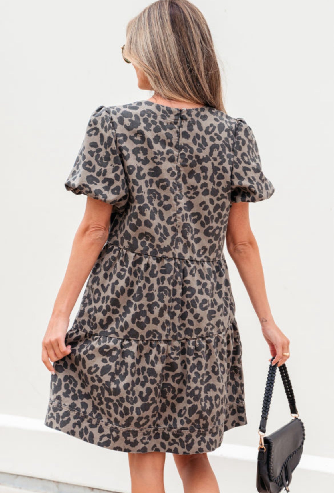 Leopard puff sleeve dress