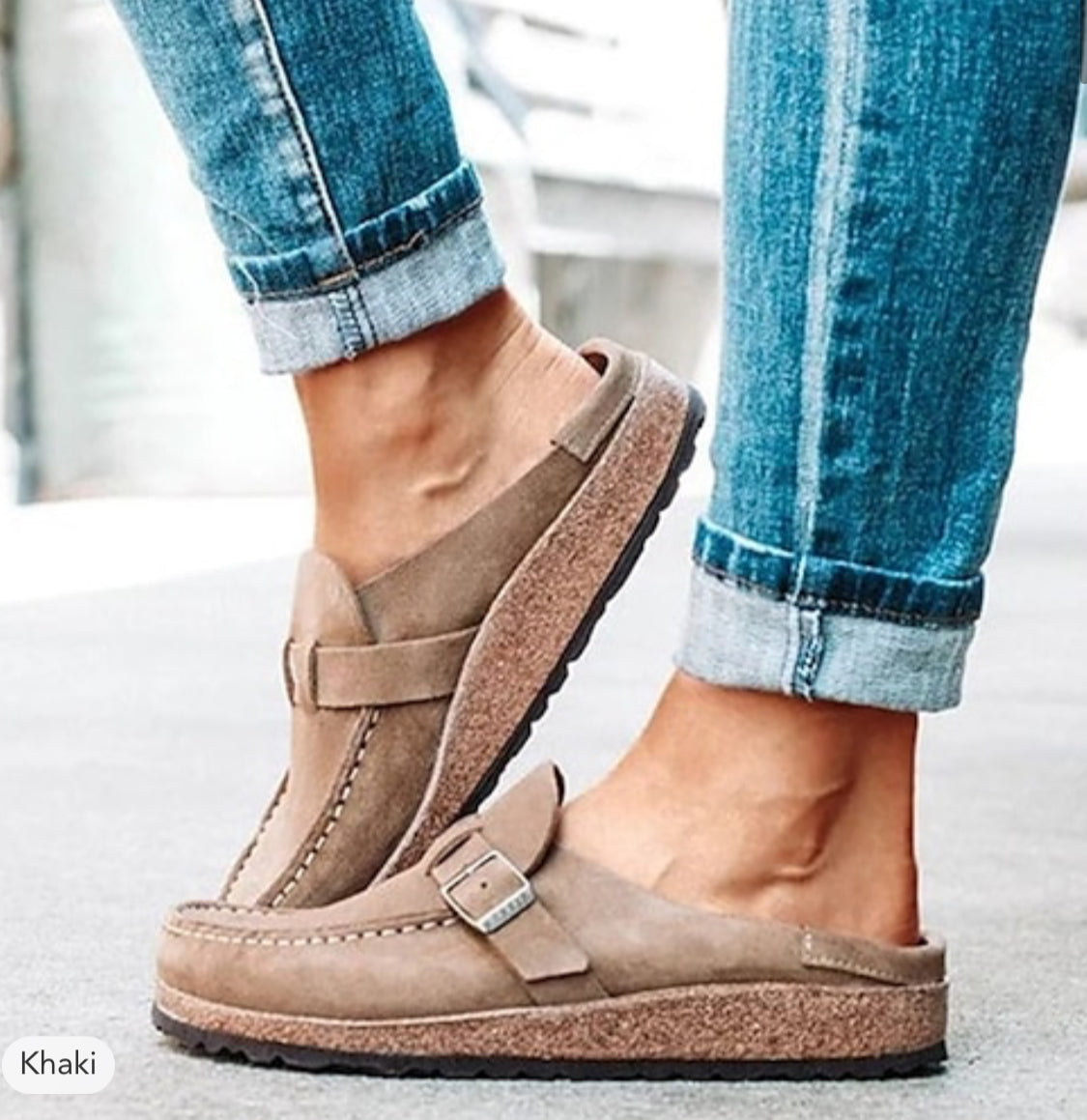 Suede slip on mules