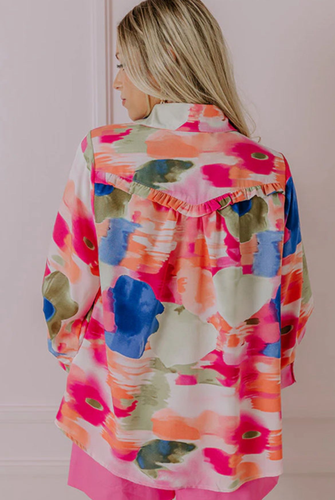 Abstract print button up blouse