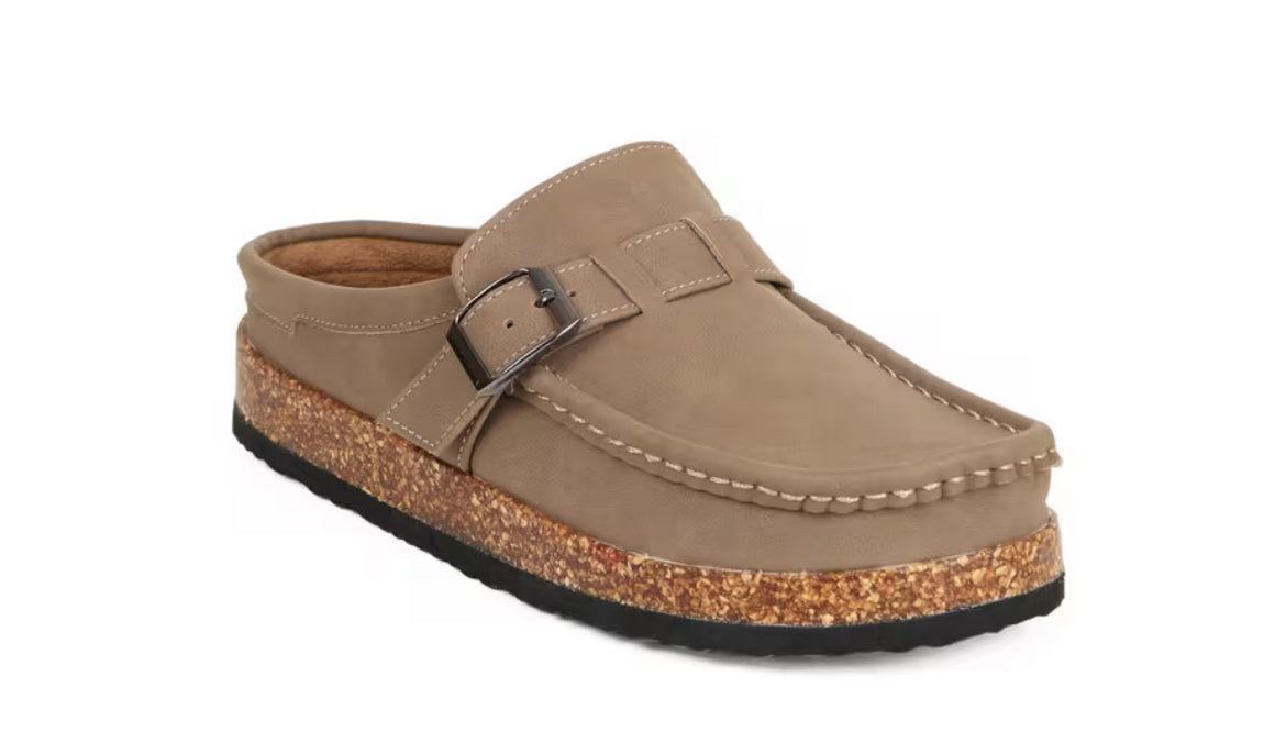 Suede slip on mules