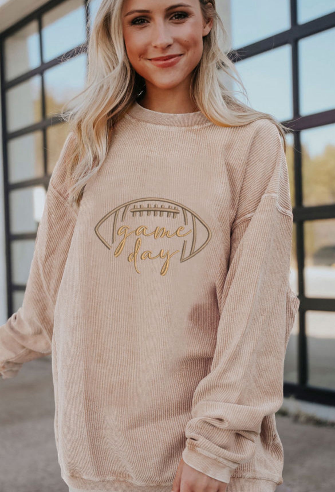 Neutral Game Day Corded Sweatshirt