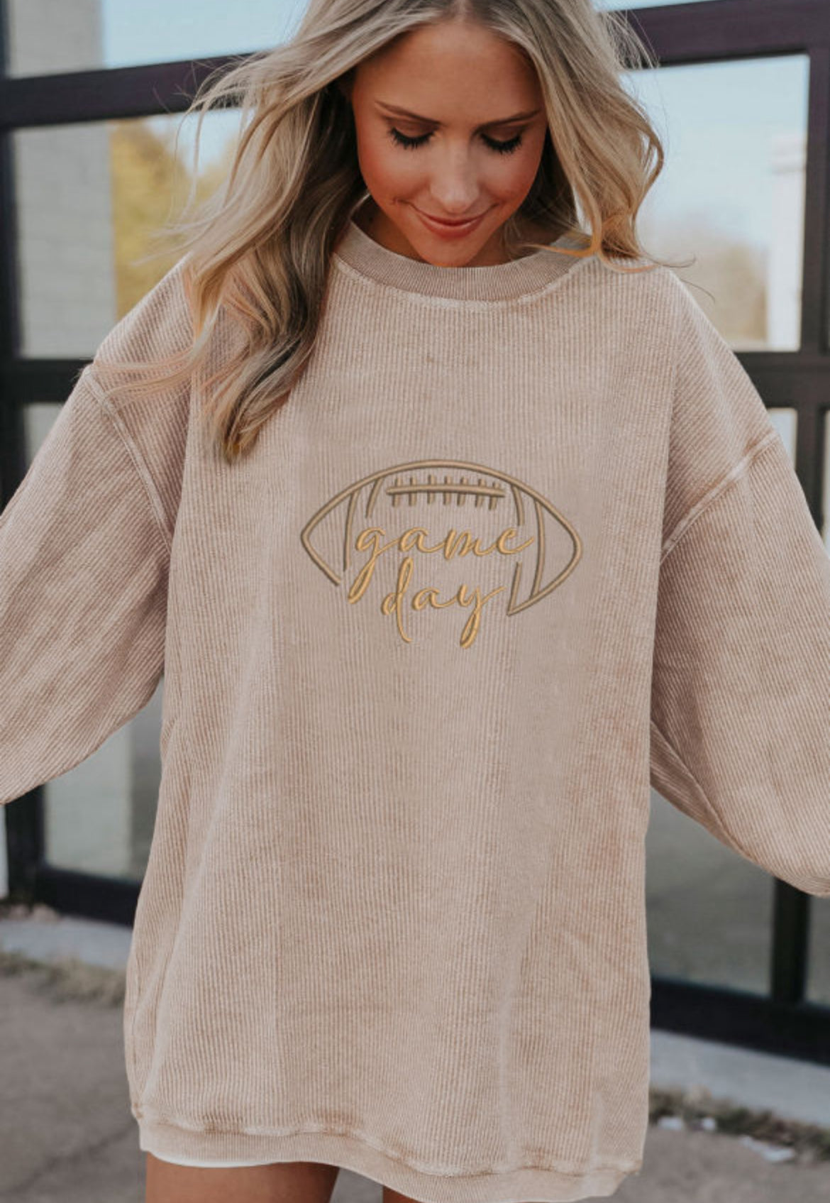 Neutral Game Day Corded Sweatshirt