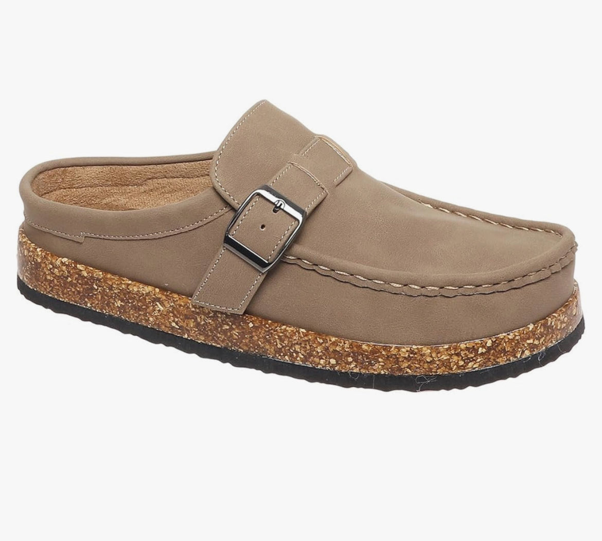 Suede slip on mules