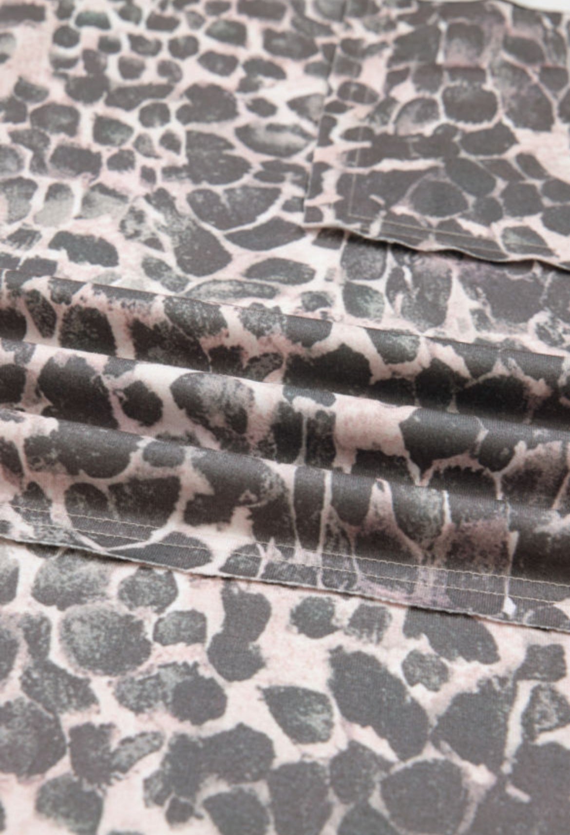 Leopard raw edge drawstring pants