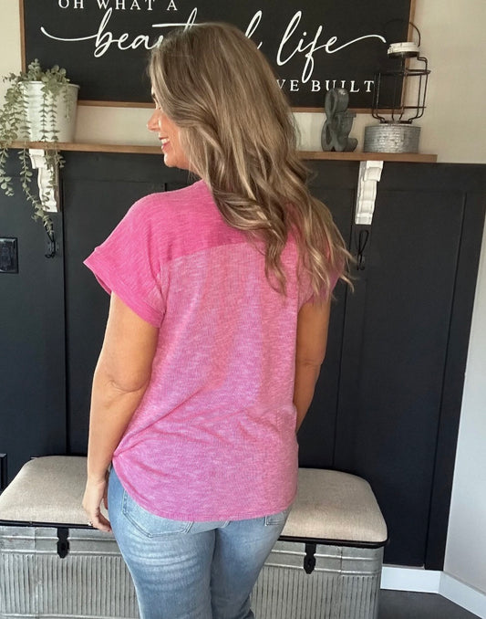 Magenta ribbed oversized top