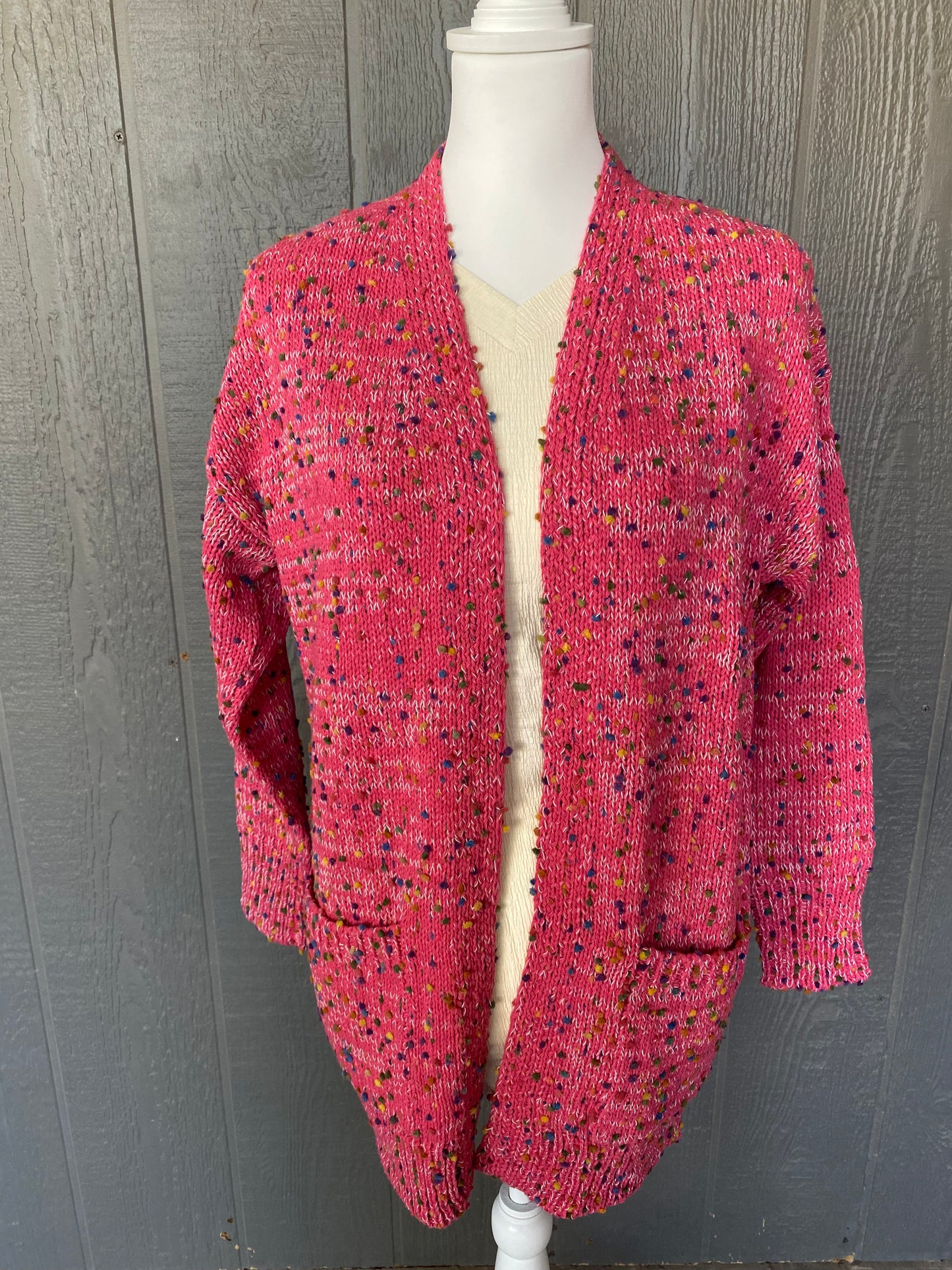 Pink popcorn knit cardigan