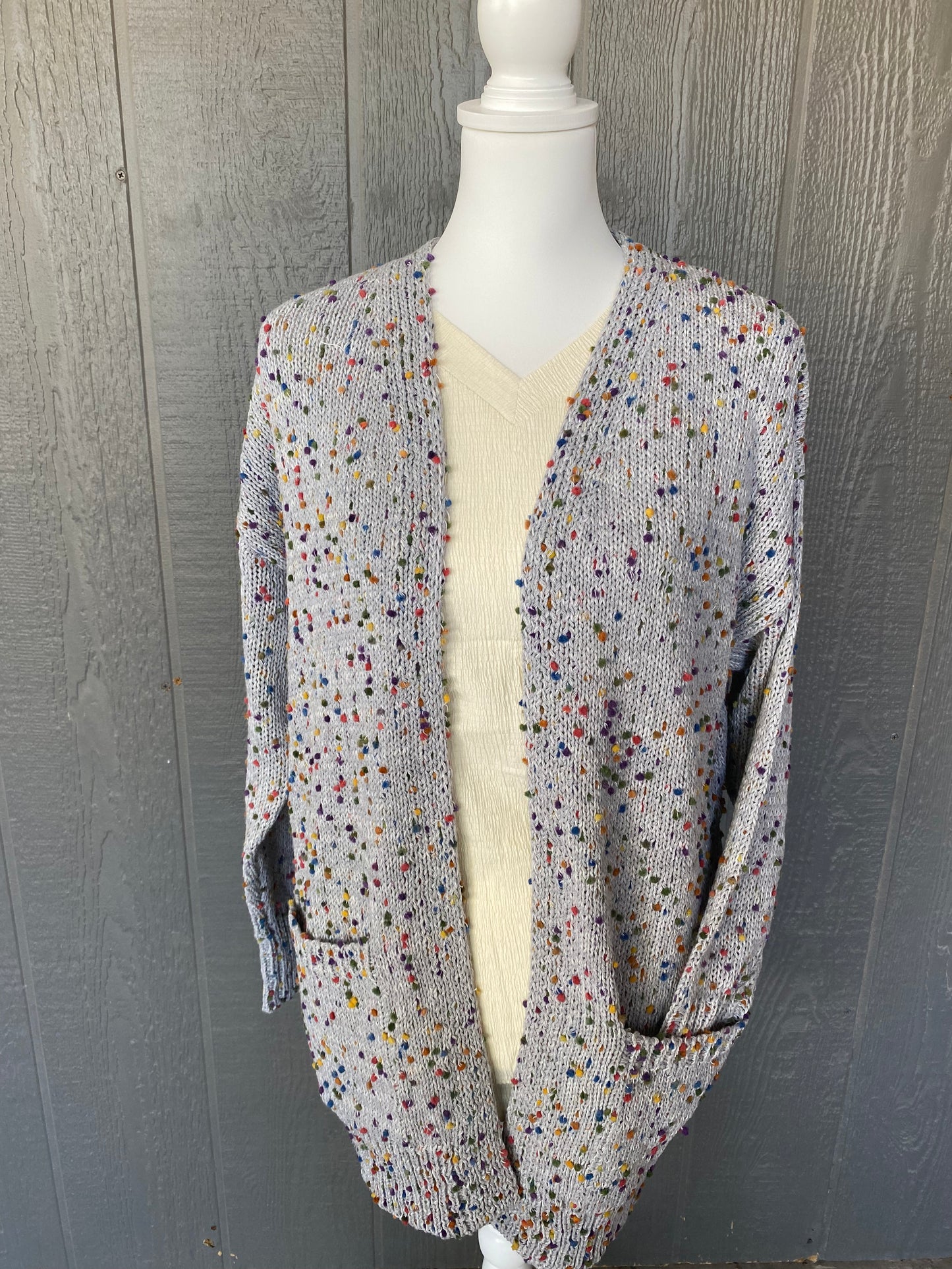 Grey popcorn knit cardigan