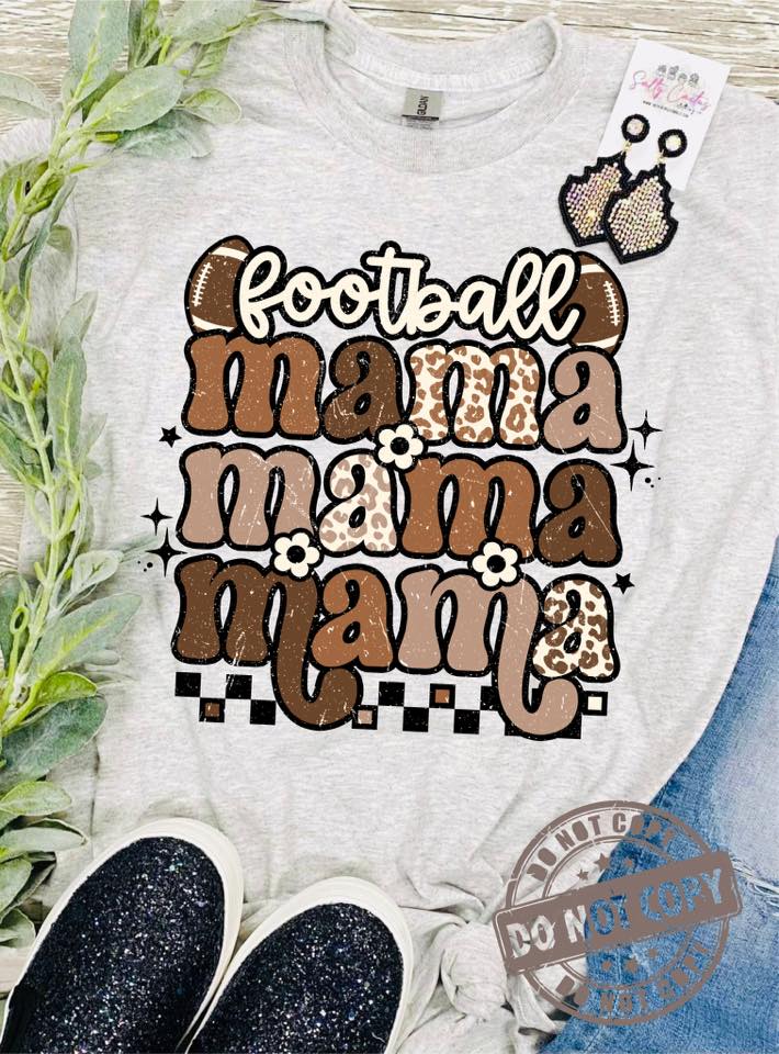 Football Mama Retro Grey Tee