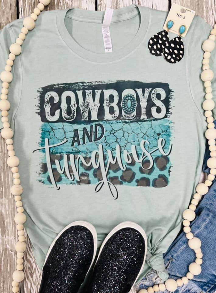 Cowboys and Turquoise Dusty Blue Tee