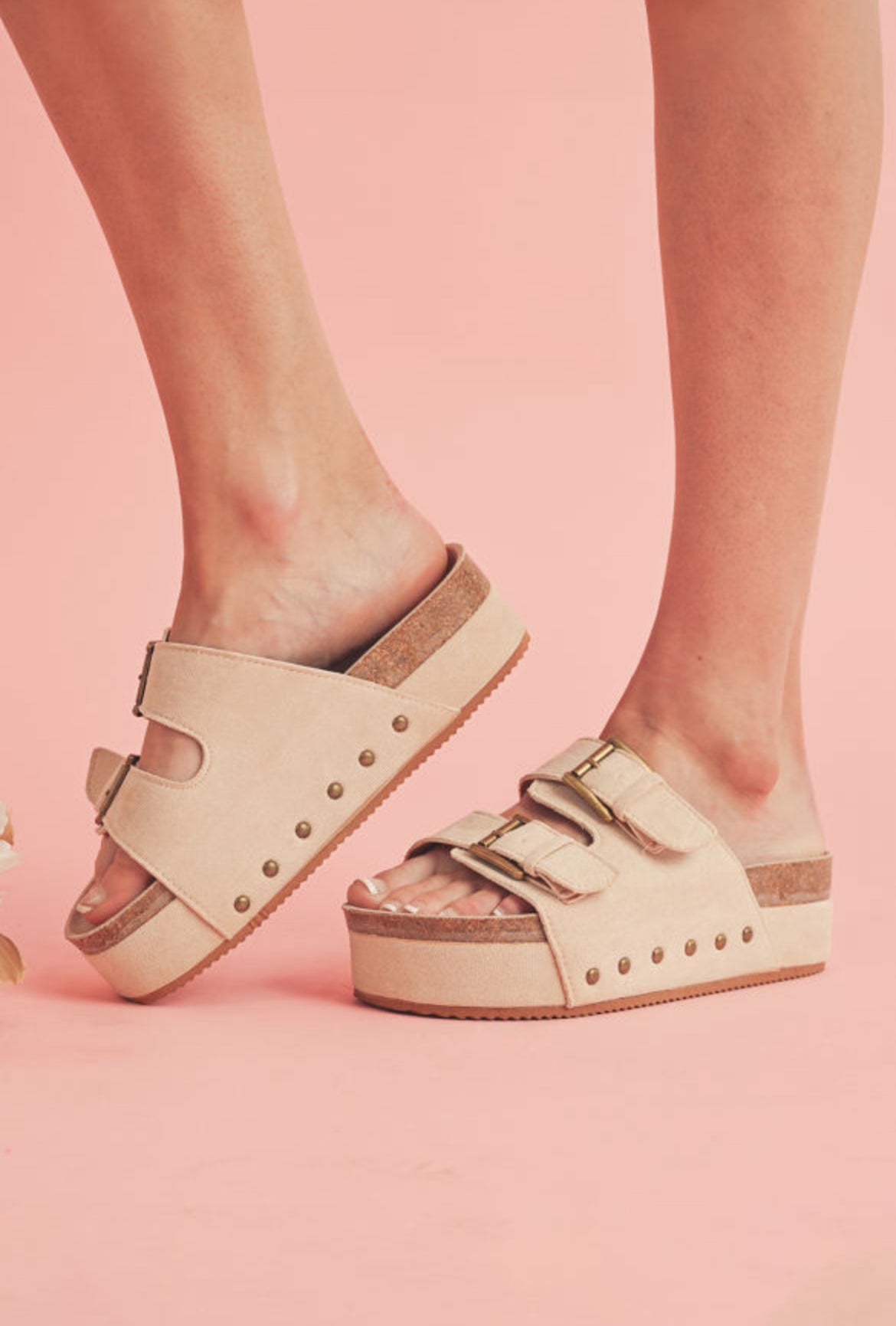 Beige suede platform sandal