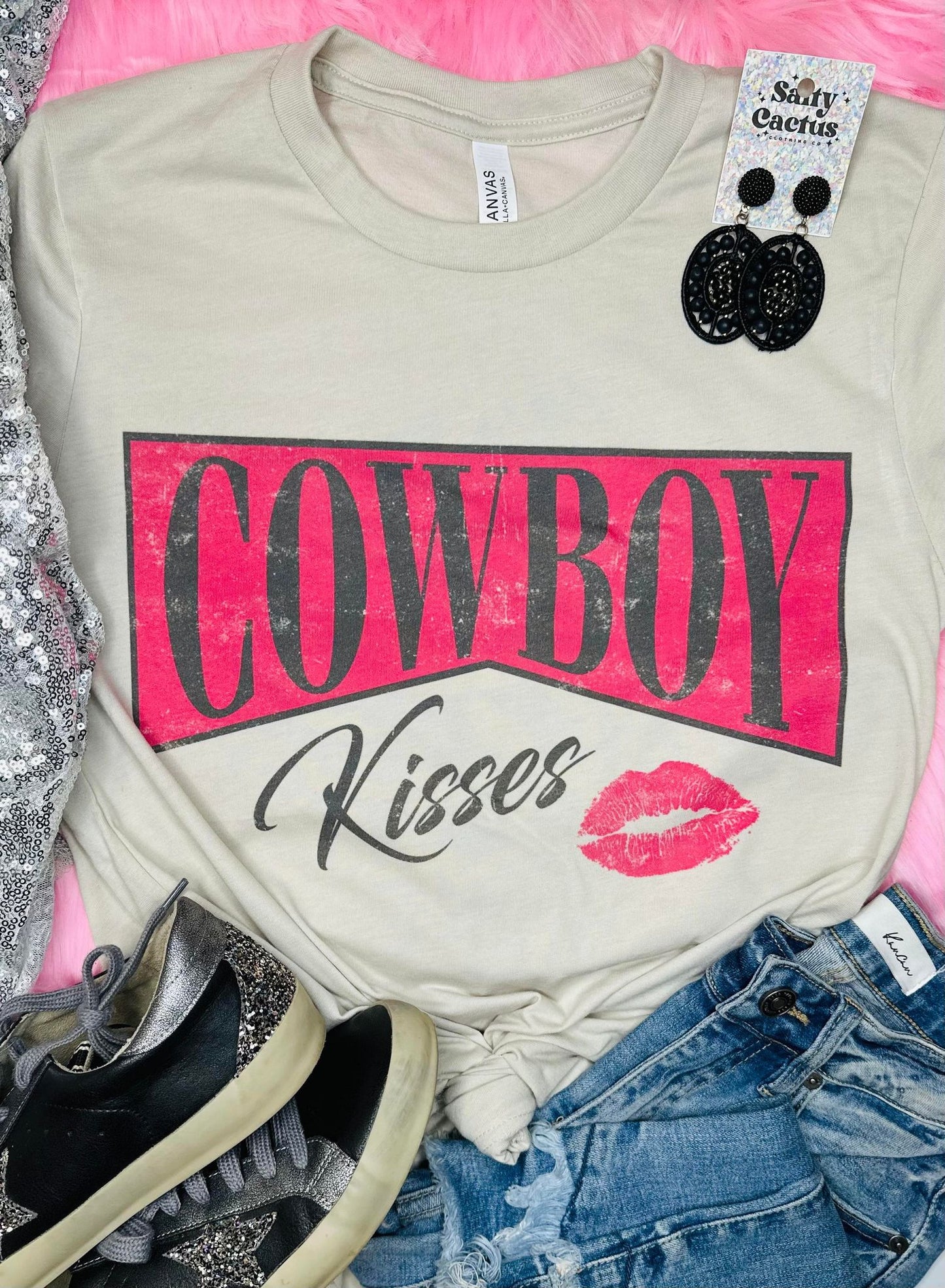 Cowboy Kisses Tan Tee