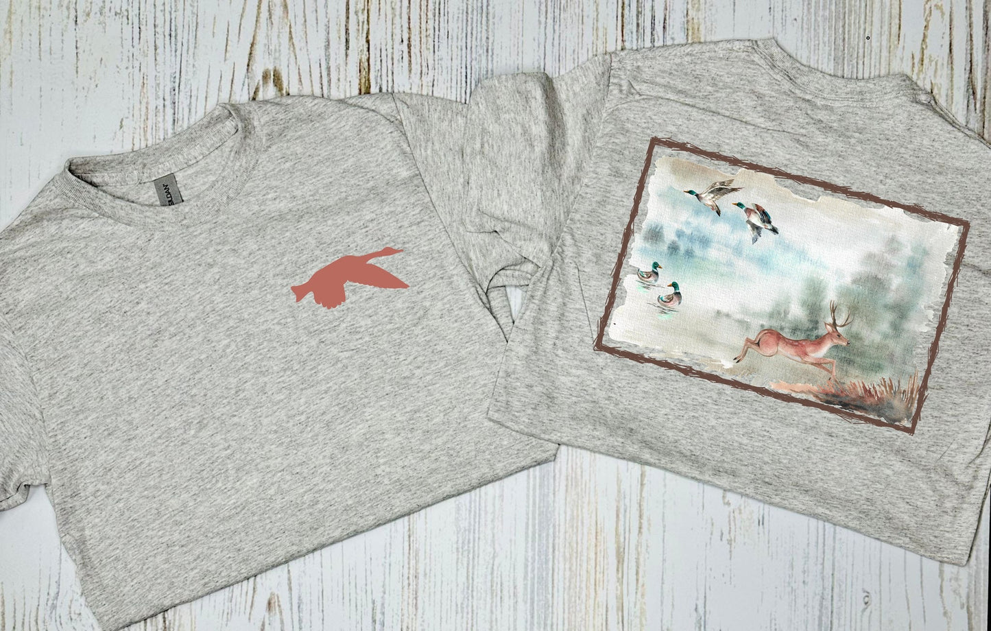 Duck Hunting Dog Hunts FRONT AND BACK Ash Grey Tee