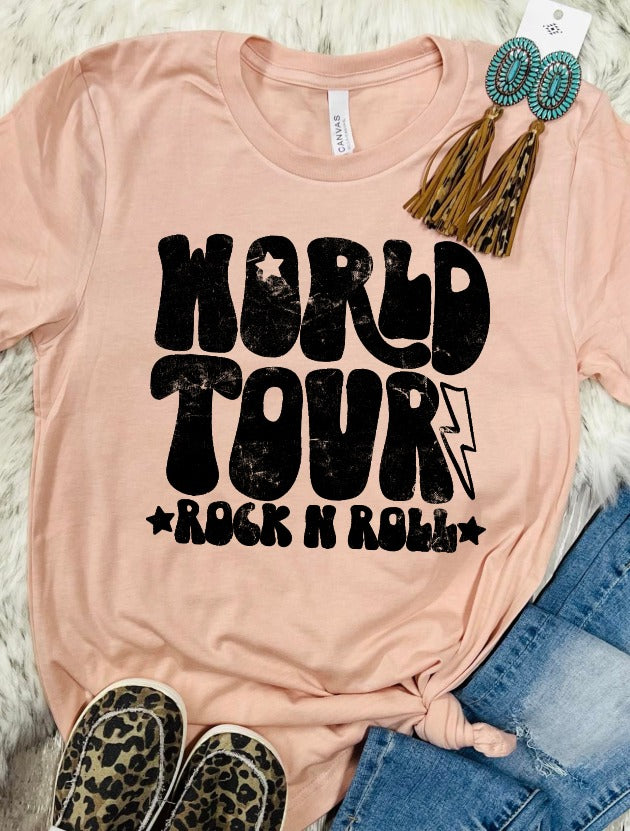 World Tour Rock N Roll Peach Tee