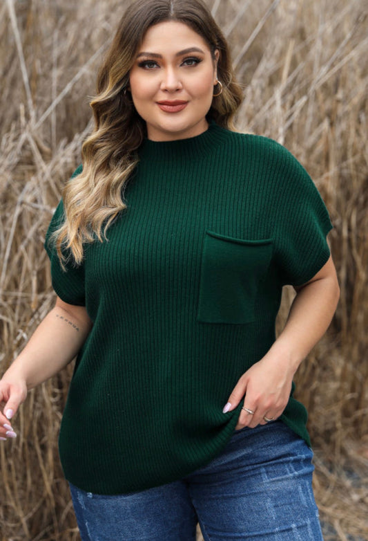 Mock neck short sleeve sweater