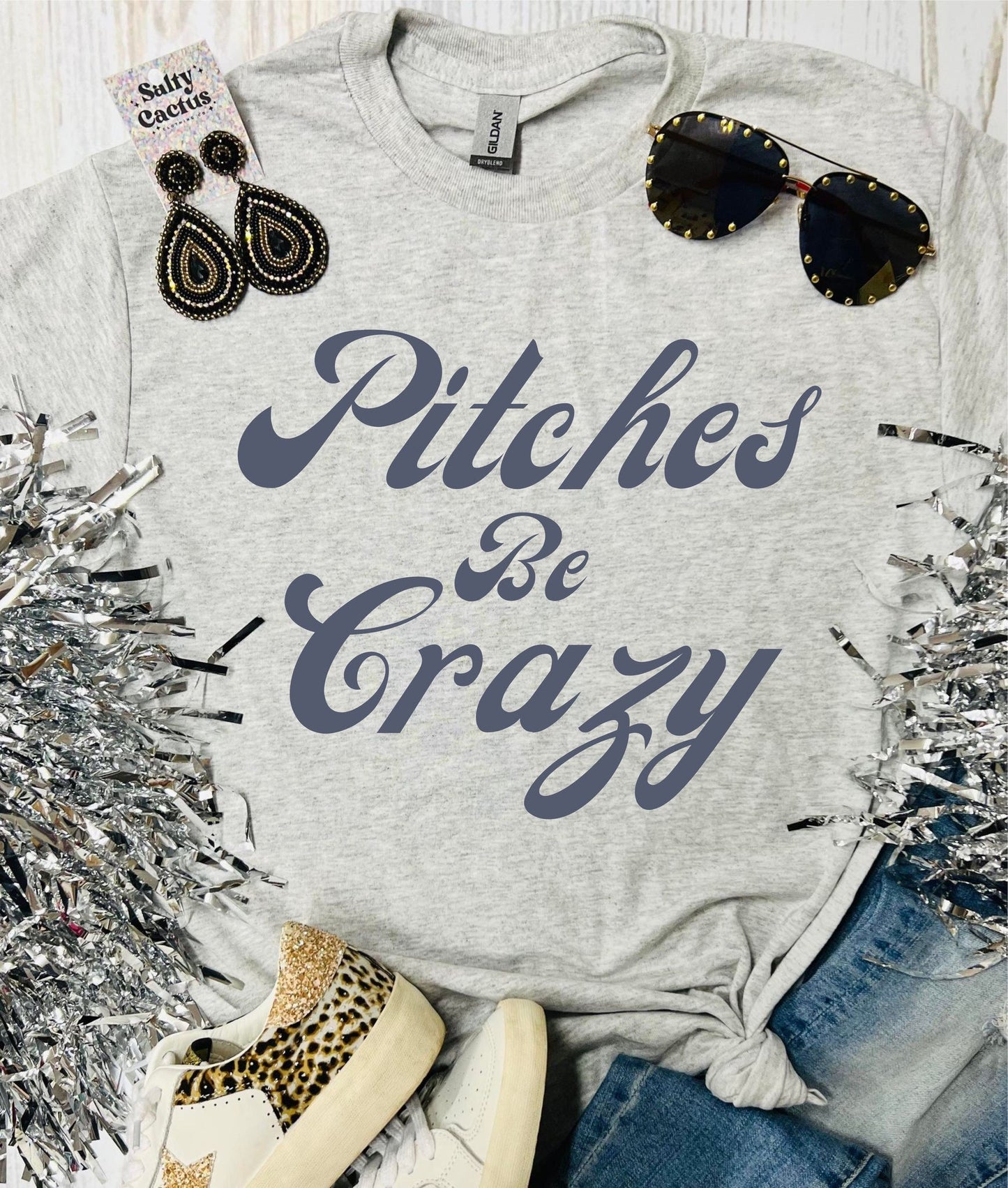 Pitches Be Crazy Retro Ash Grey Tee