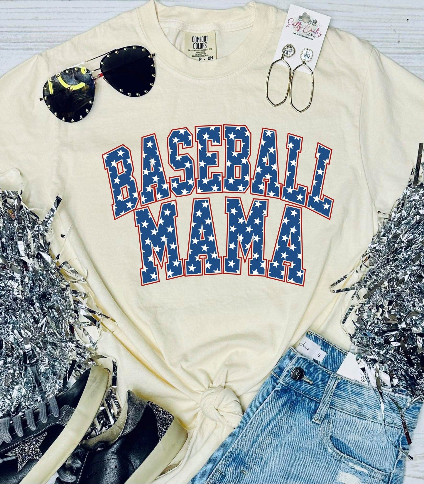 *DTF* Baseball Mama Stars Ivory Comfort Color