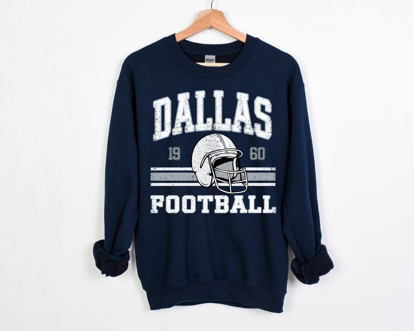 *DTF* Dallas Football 3 Stripes Navy Sweatshirt