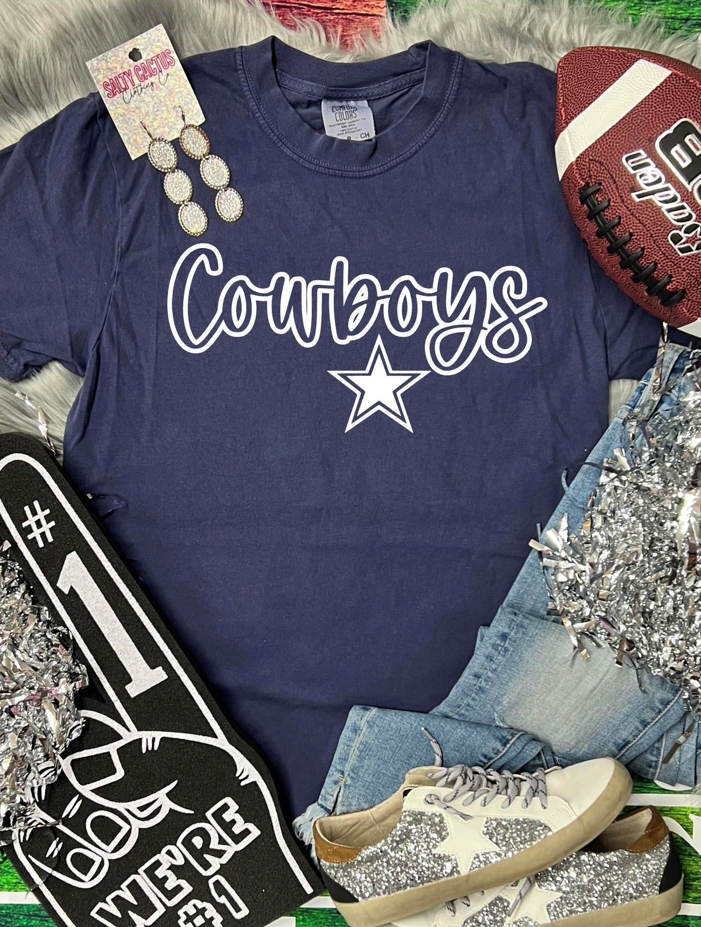 *DTG* Cursive Cowboys Star Navy Comfort Color