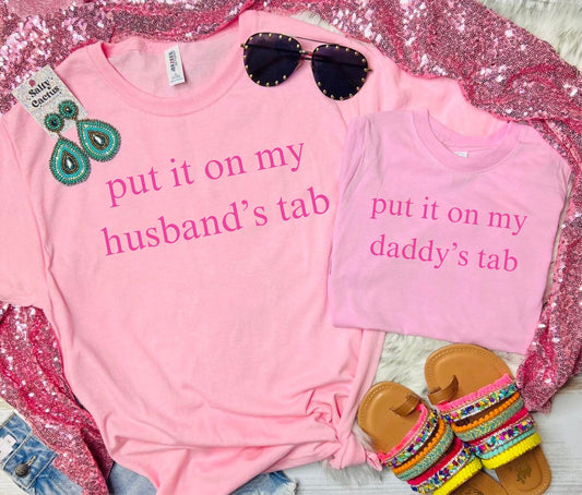 *DTF* Put It on My Husbands Tab Baby Pink Tee
