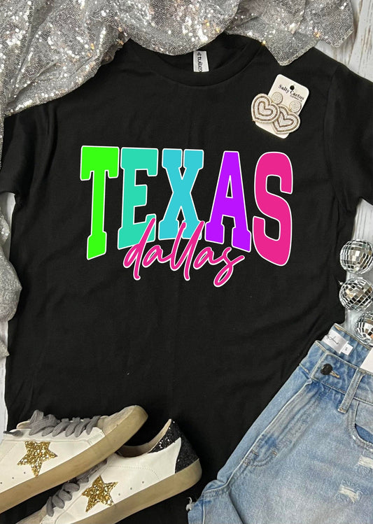*DTF* Colorful State and City Black Tee