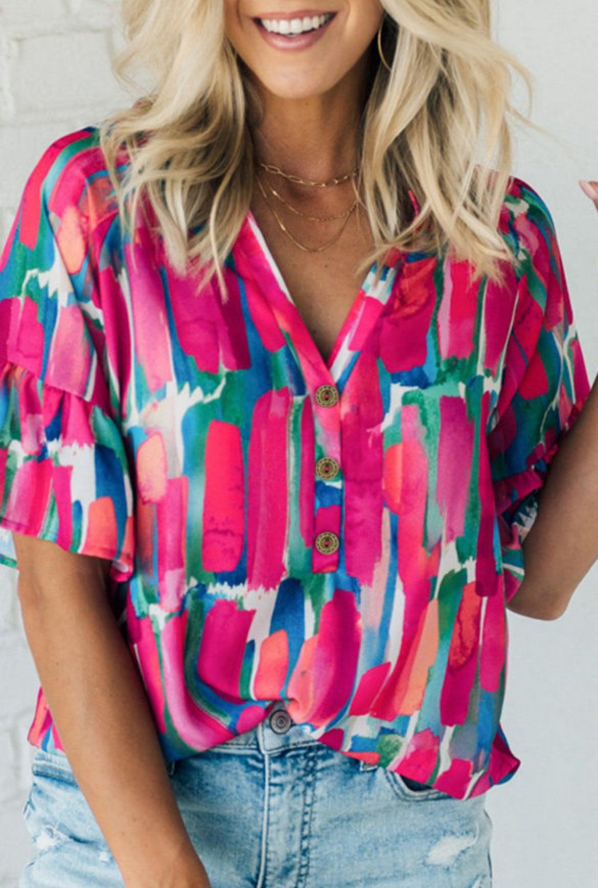 Multi color abstract blouse