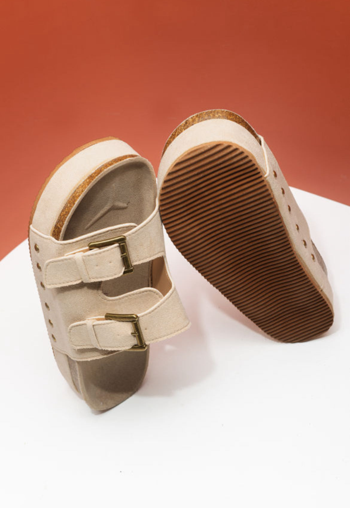 Beige suede platform sandal
