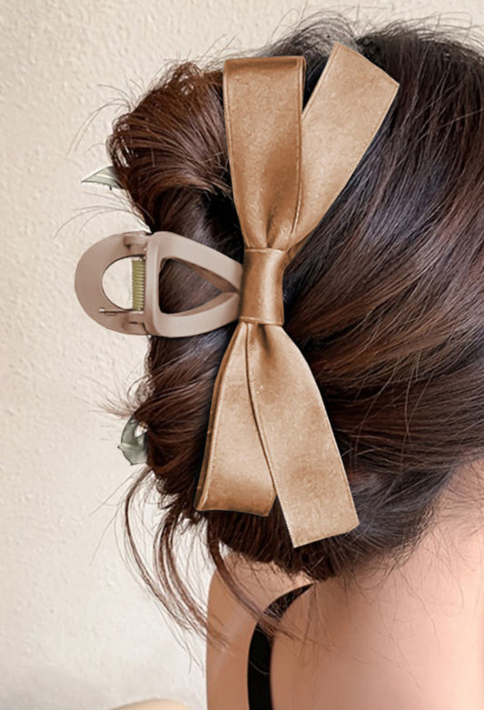 Khaki bow claw clip