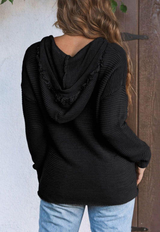 Black ribbed hoodie