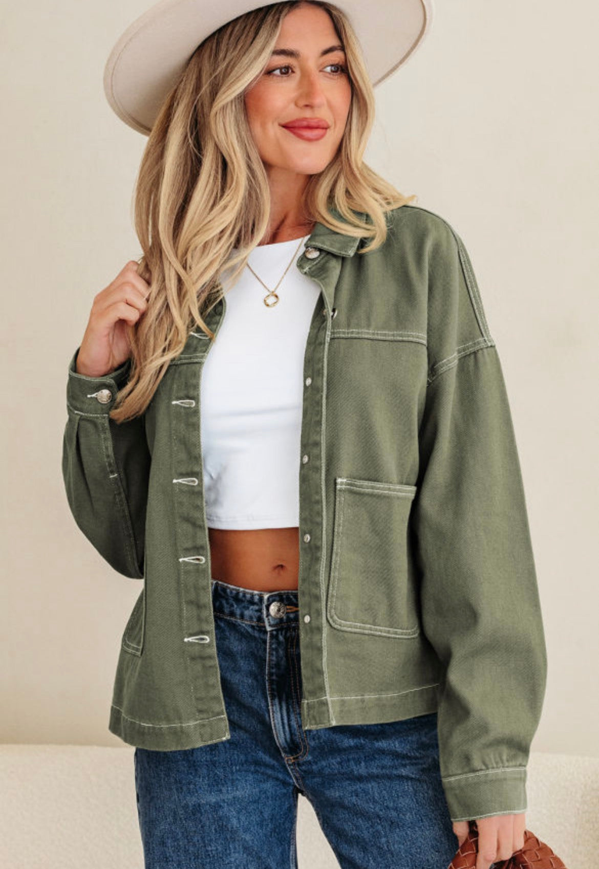 Smoke green denim jacket