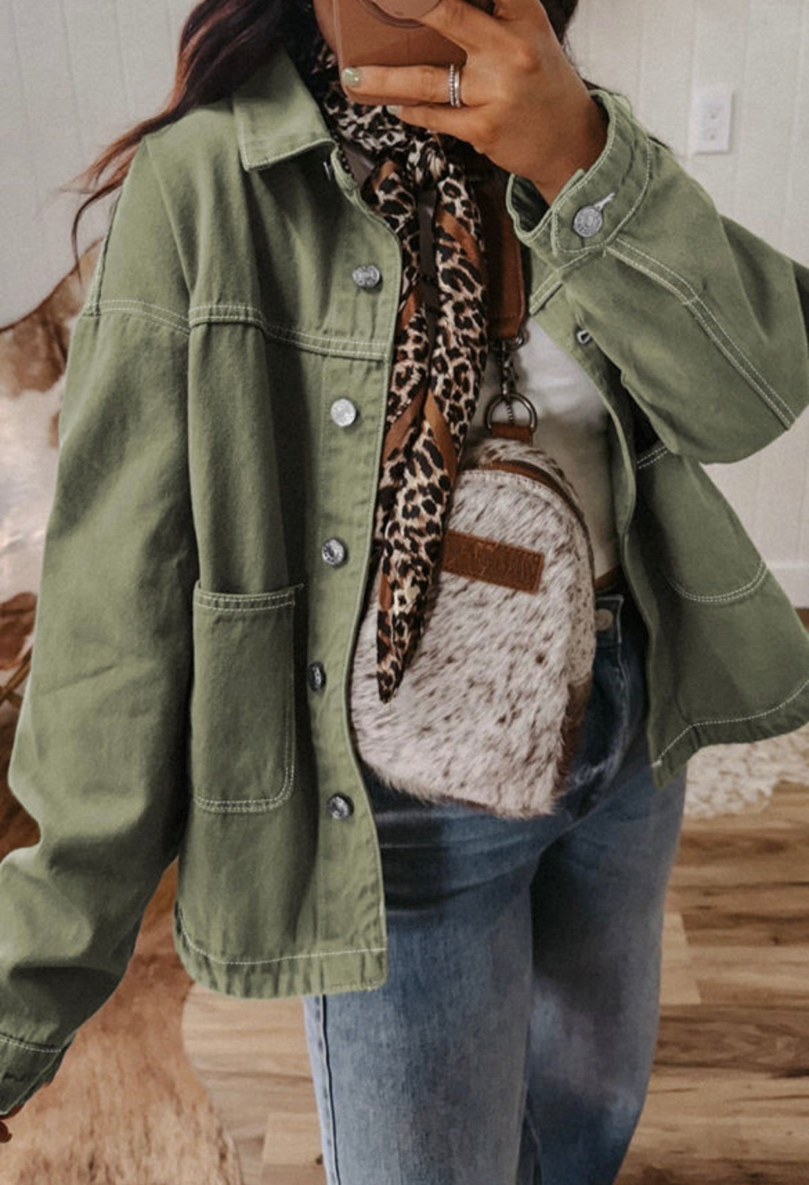 Smoke green denim jacket