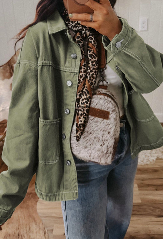 Smoke green denim jacket