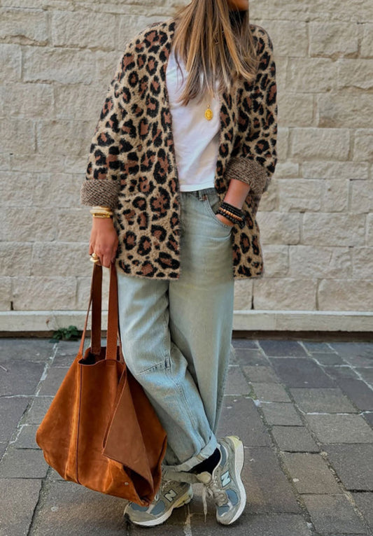 Fuzzy leopard cardigan