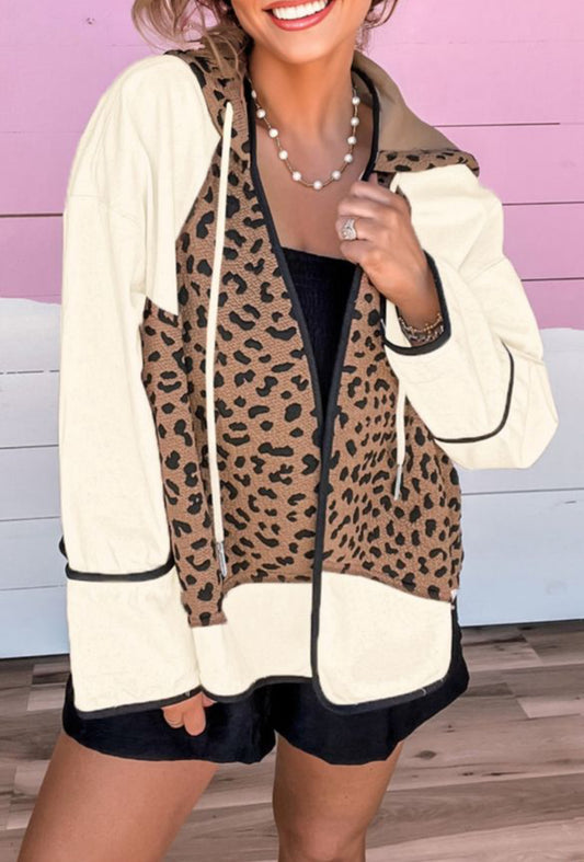 Star leopard patched hoodie