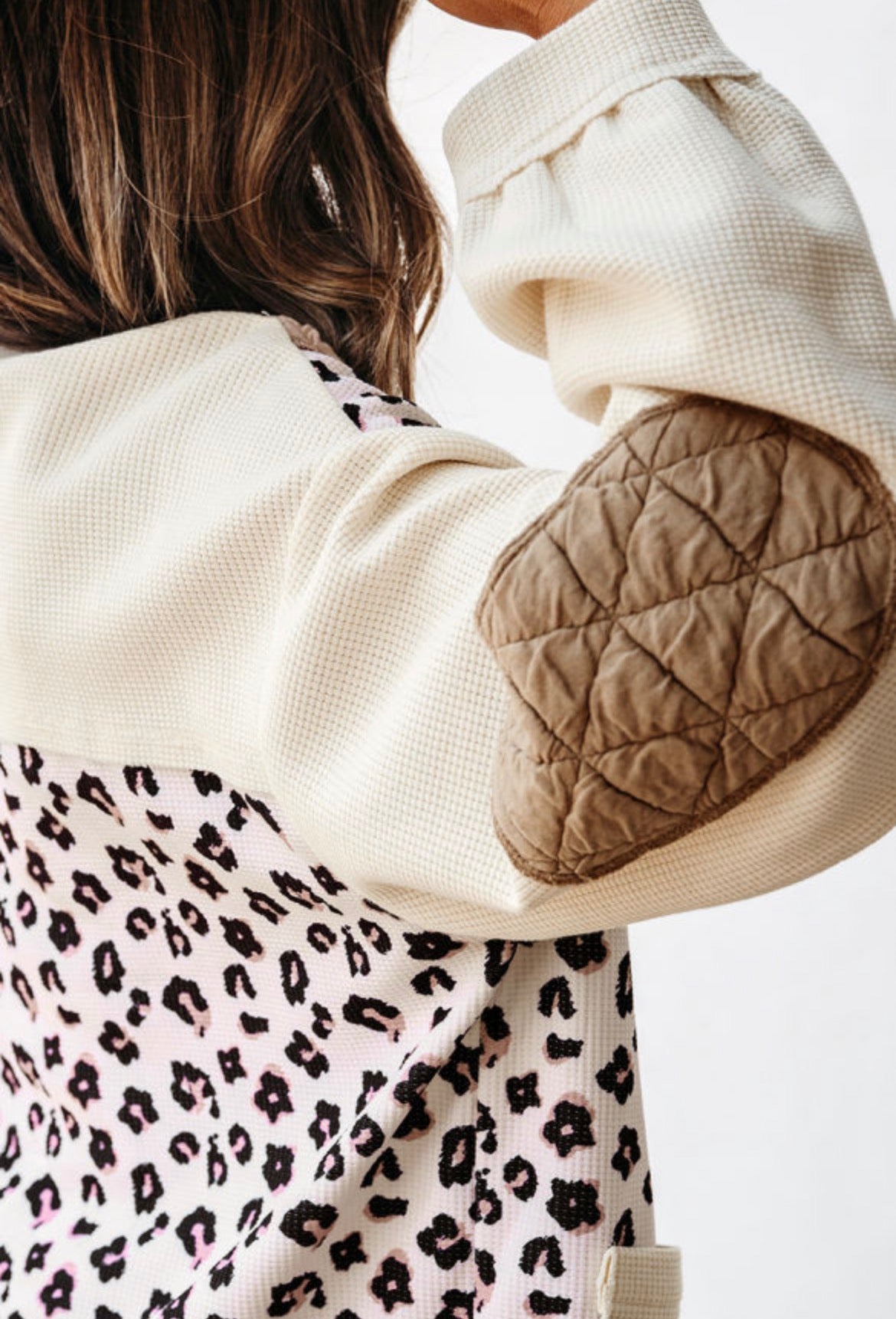 Waffle quilted patchwork jacket