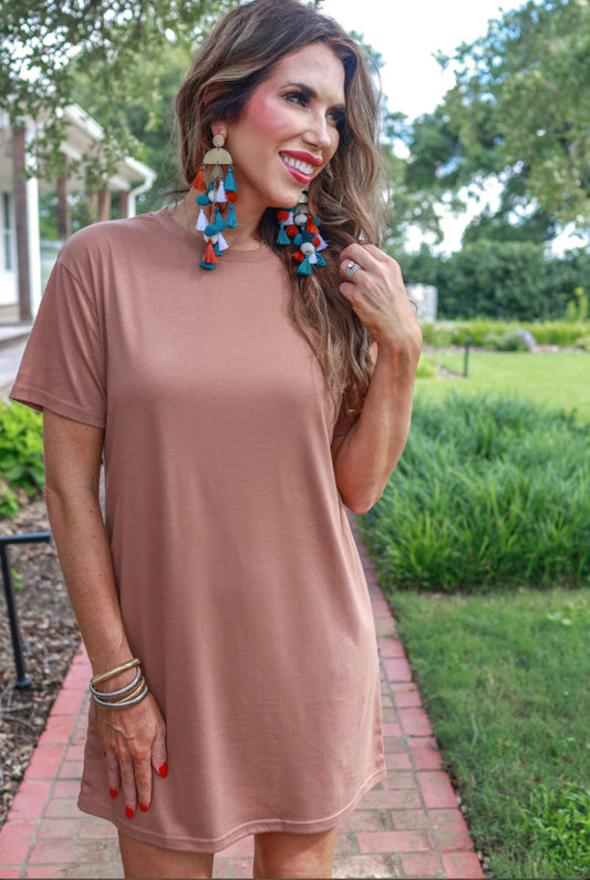 Jess Lea T shirt dress-Mocha