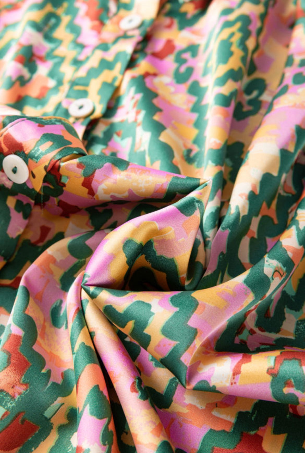 Green abstract button up blouse