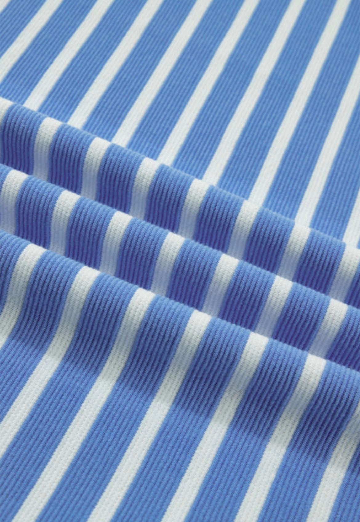 Blue striped contrast trim blouse