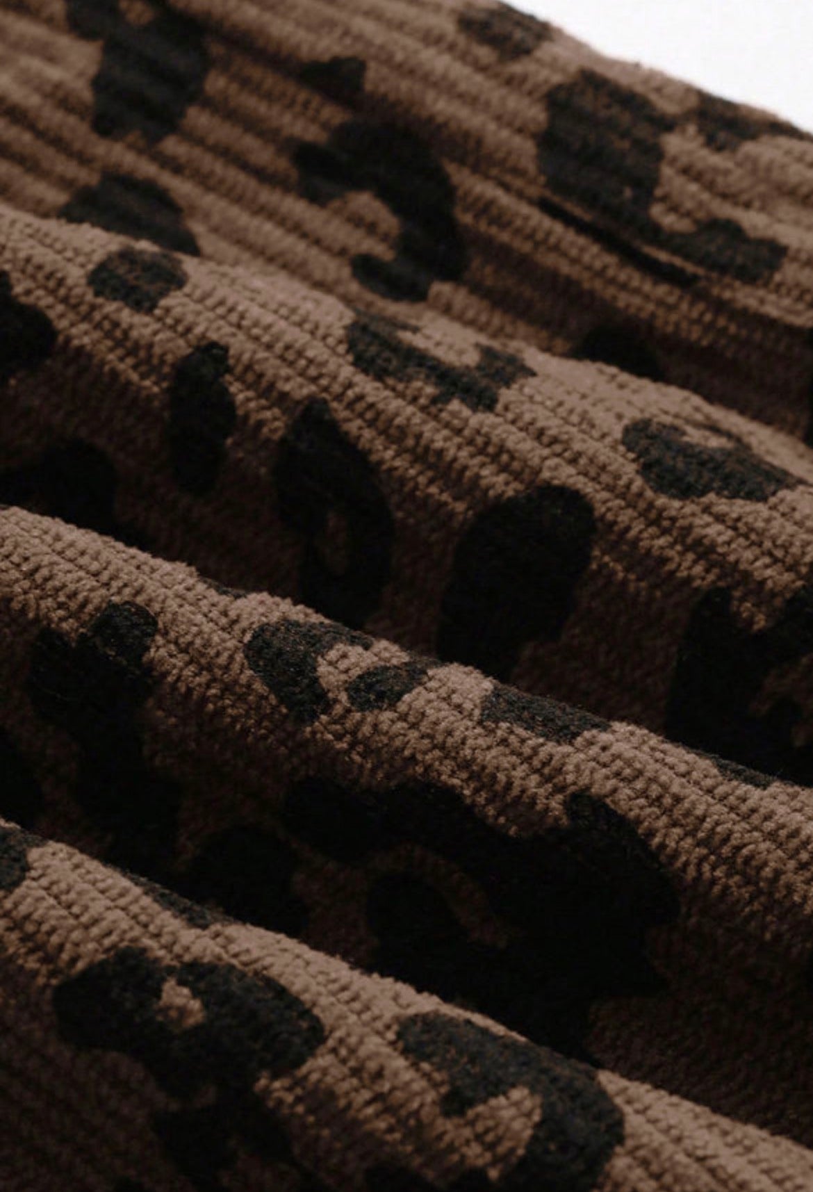 Leopard wide leg corduroy pants