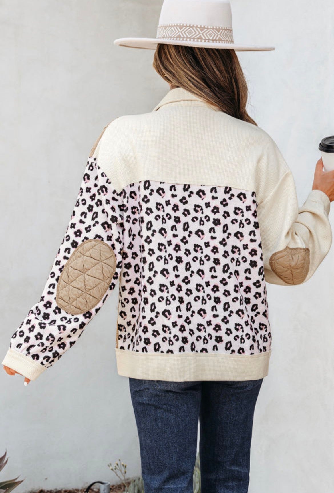 Waffle quilted patchwork jacket