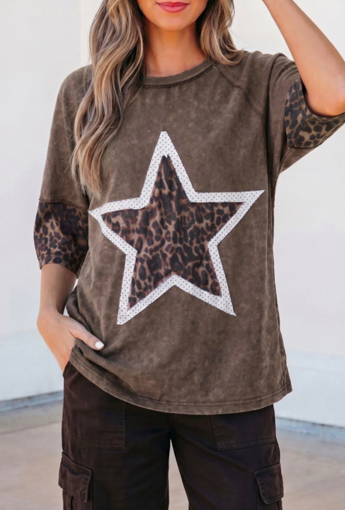 Leopard patchwork star blouse