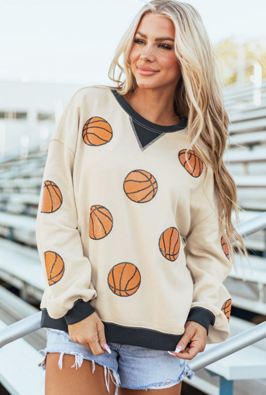 Basketball sequin patch sweatshirt
