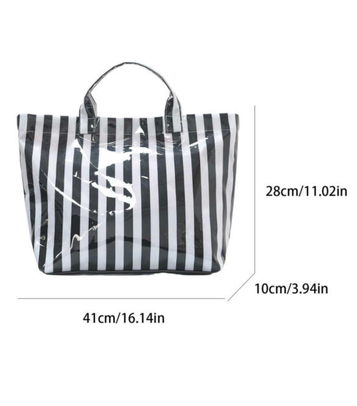 Black striped tote bag