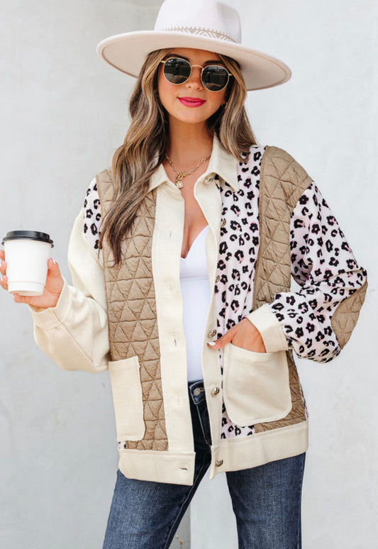 Waffle quilted patchwork jacket