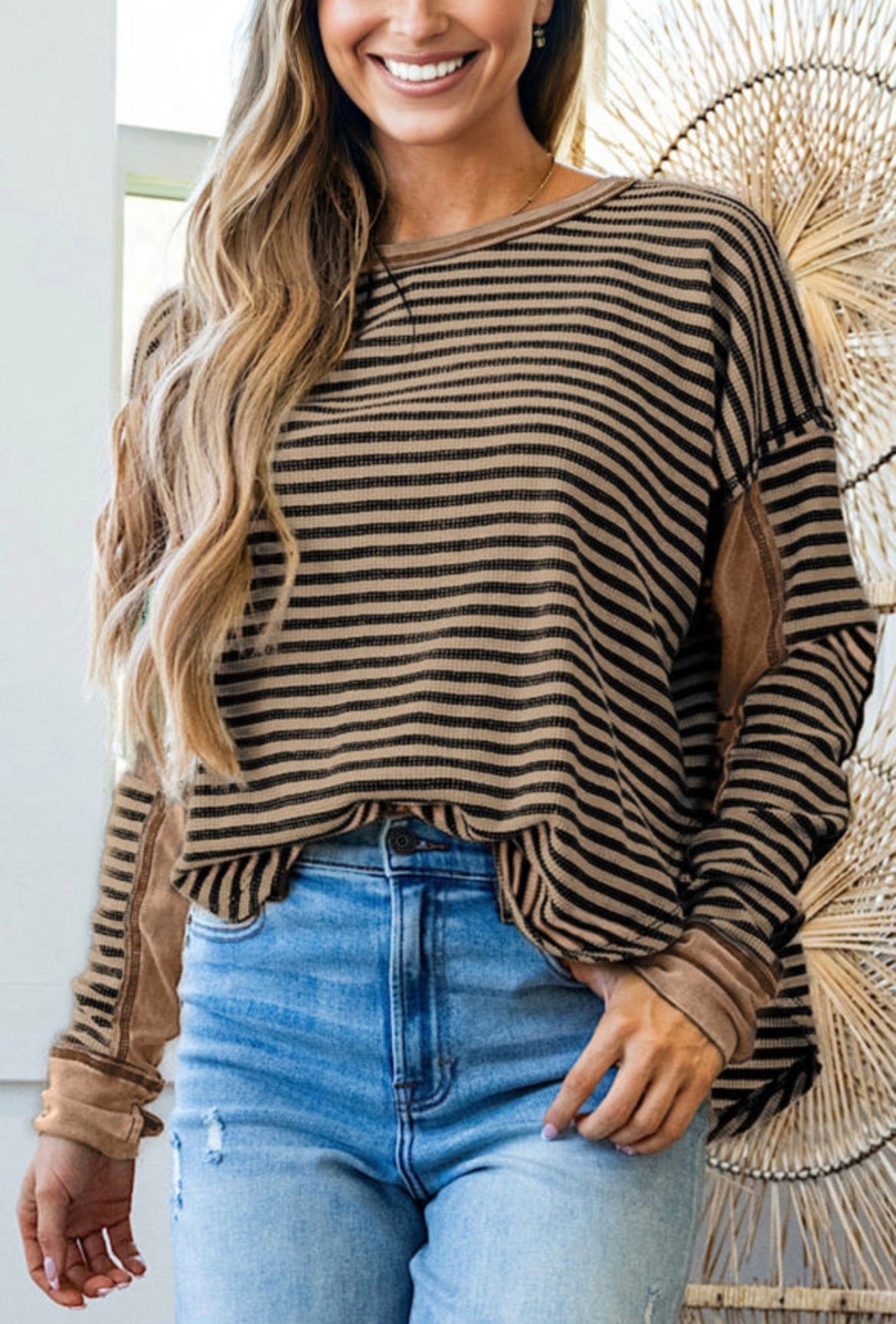 Striped long sleeve top
