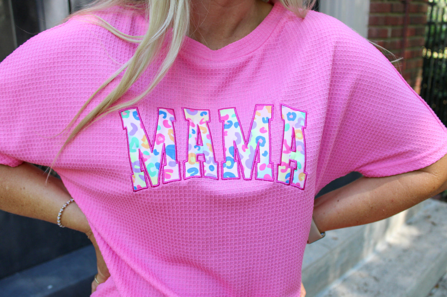 Pink Waffle Knit Mama Set RTS