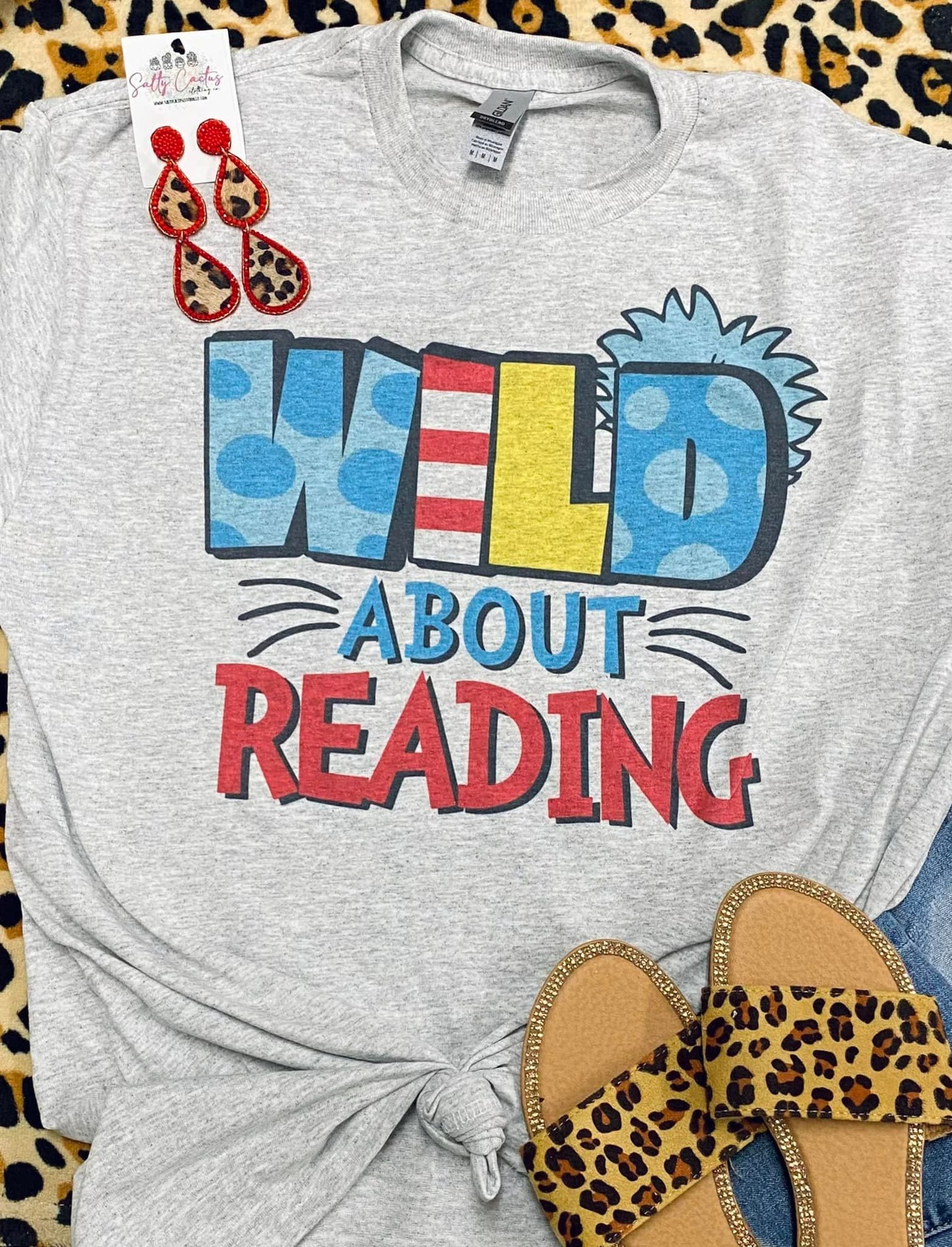 Wild About Reading Dr. Seuss Grey Tee
