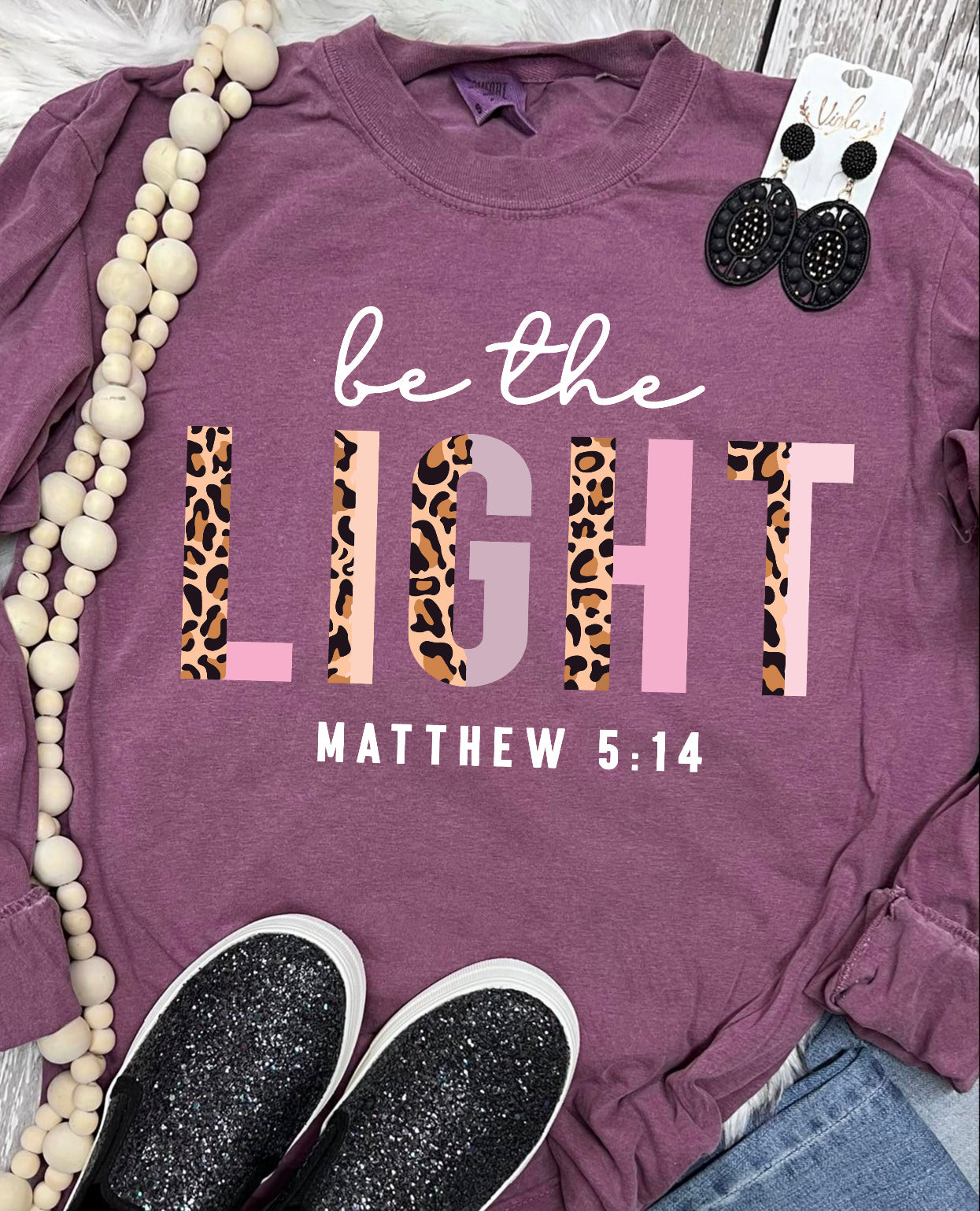 *DTG* Be The Light Matthew 5:14 Berry Comfort Colors Long Sleeve Tee