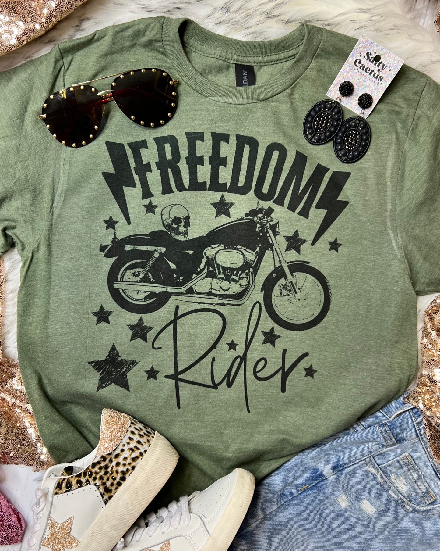 Freedom Rider Olive Green Tee